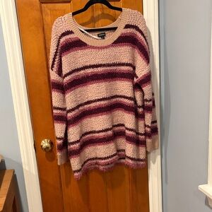 Torrid Striped Sweater - Pink and Cream